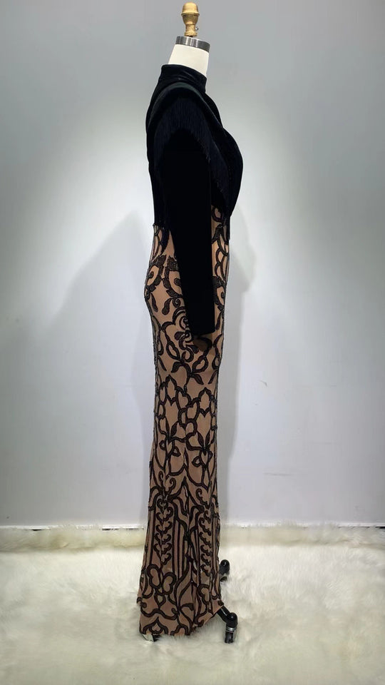 Sequin Tassel Long Sleeve Dress — Women&