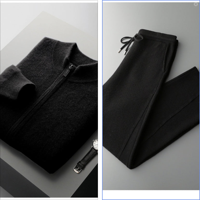 Double-Faced Wool Knit Zip Sweater — Men&
