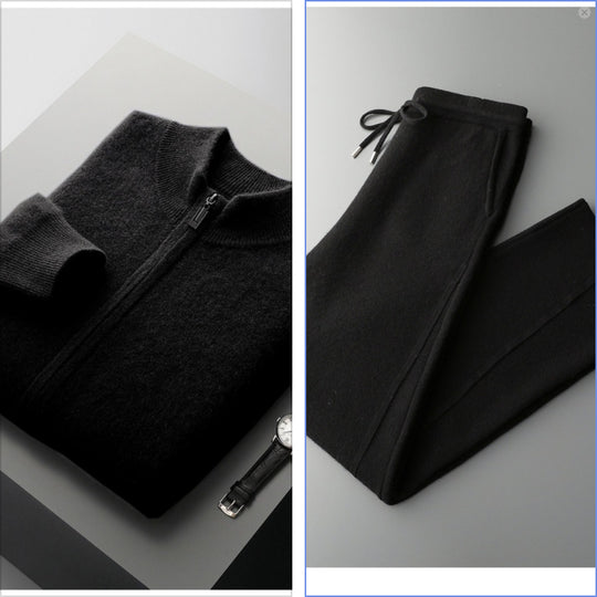 Double-Faced Wool Knit Zip Sweater — Men&