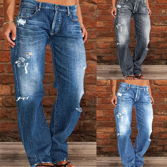 ShopBAM — Ripped Loose Wide-Leg Jeans — Women's