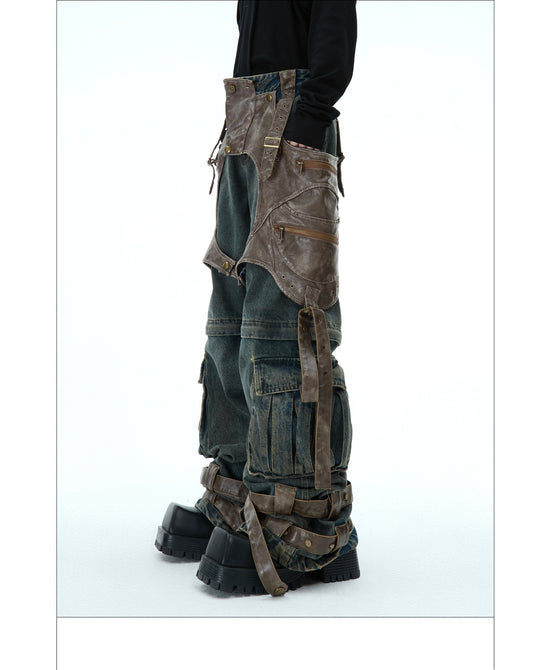Retro Deconstructed Denim Overalls — Men&