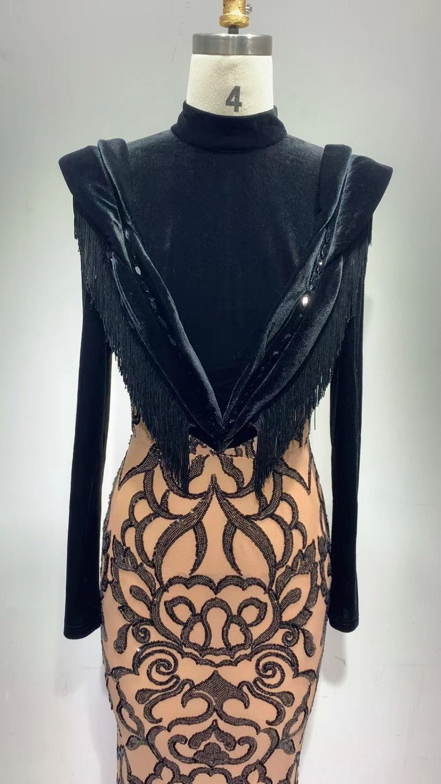 Sequin Tassel Long Sleeve Dress — Women&
