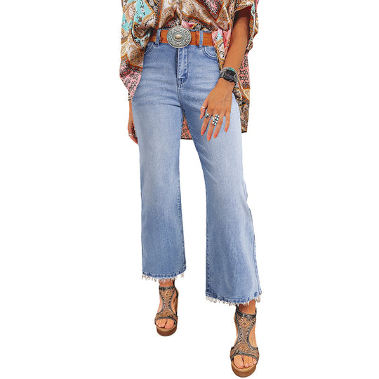 European Washed Frayed Hem Skinny Jeans — Women&