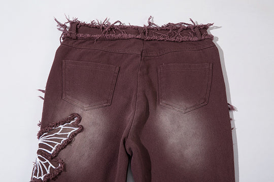 Retro Butterfly Embroidered Jeans — Women&