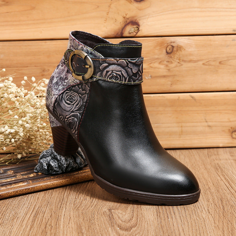 Side Zipper Buckle Ankle Boots — Women&