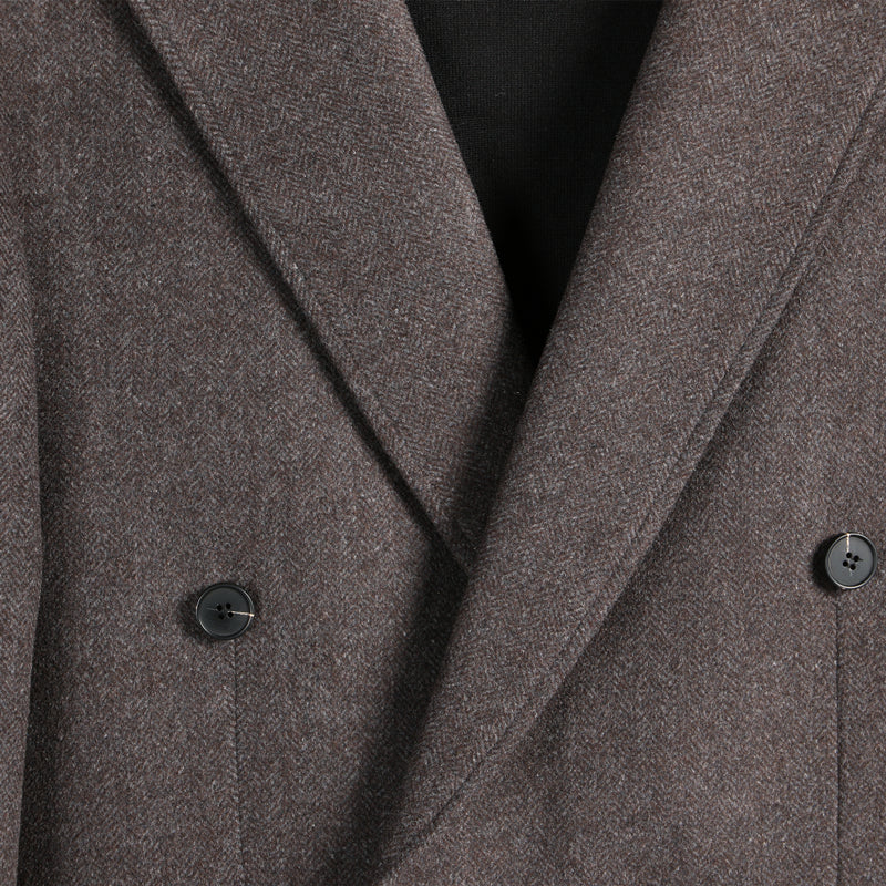 Herringbone Wool Coat — Double Breasted