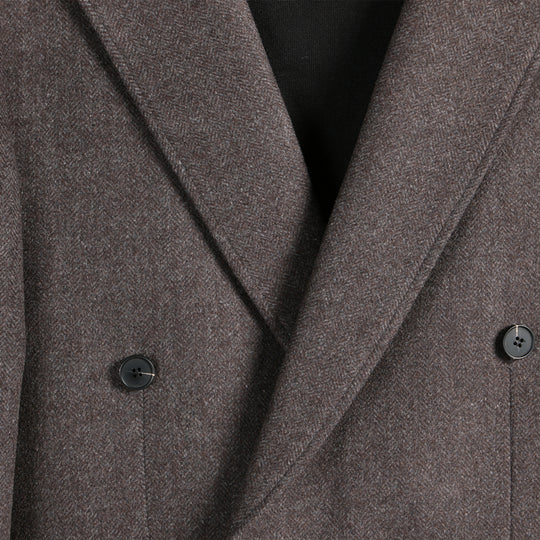 Herringbone Wool Coat — Double Breasted