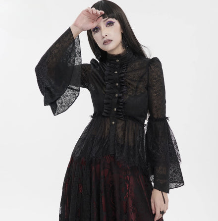 Punk Flared Sleeve Lace Shirt — Women&
