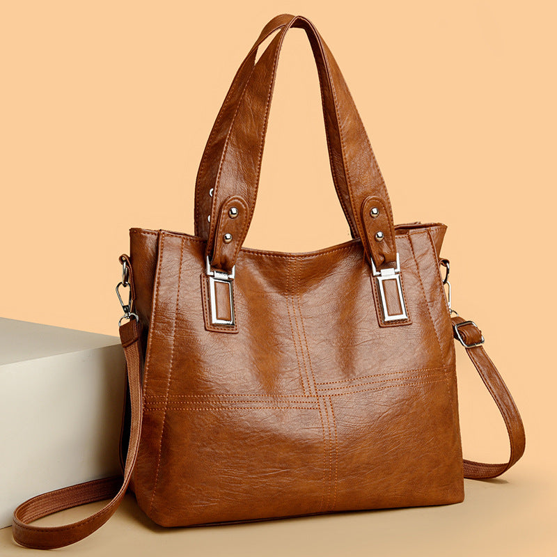 Simple All-Match Leather Handbag — Women's