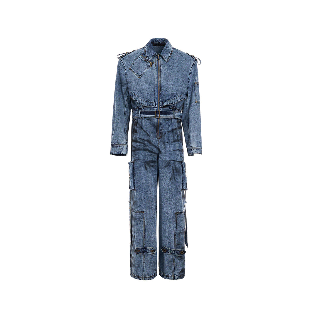 Dirty Dyed Denim Jumpsuit — Men&