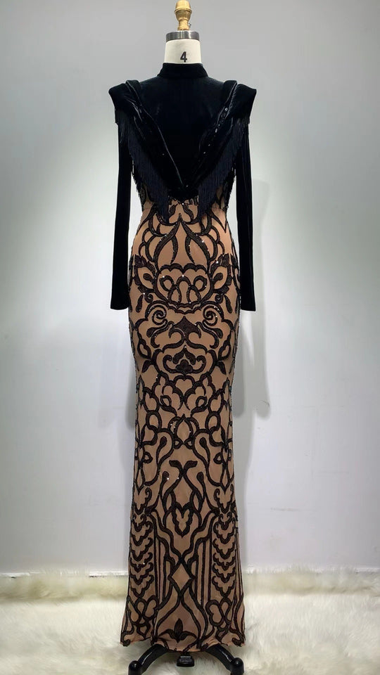 Sequin Tassel Long Sleeve Dress — Women&
