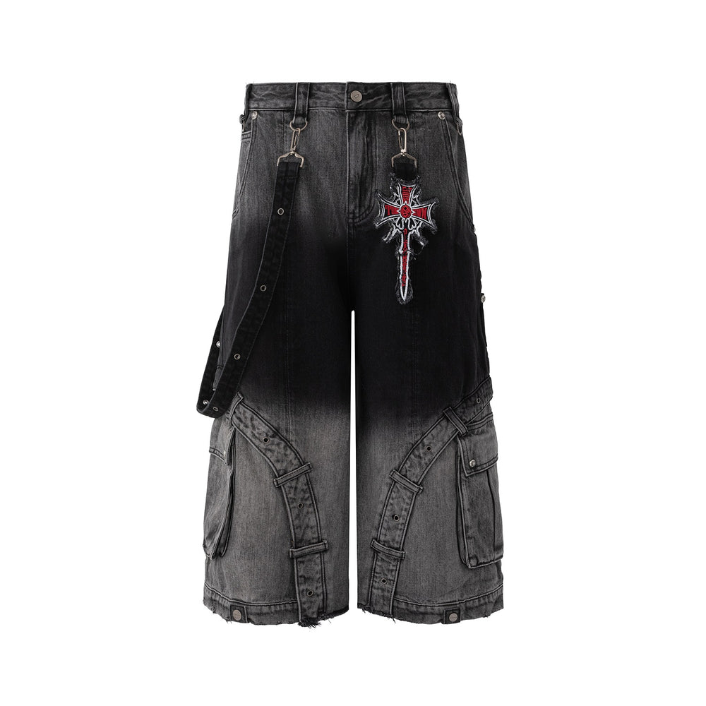 Patchwork Gradient Retro Heavy-Wash Denim — Multi-Tone