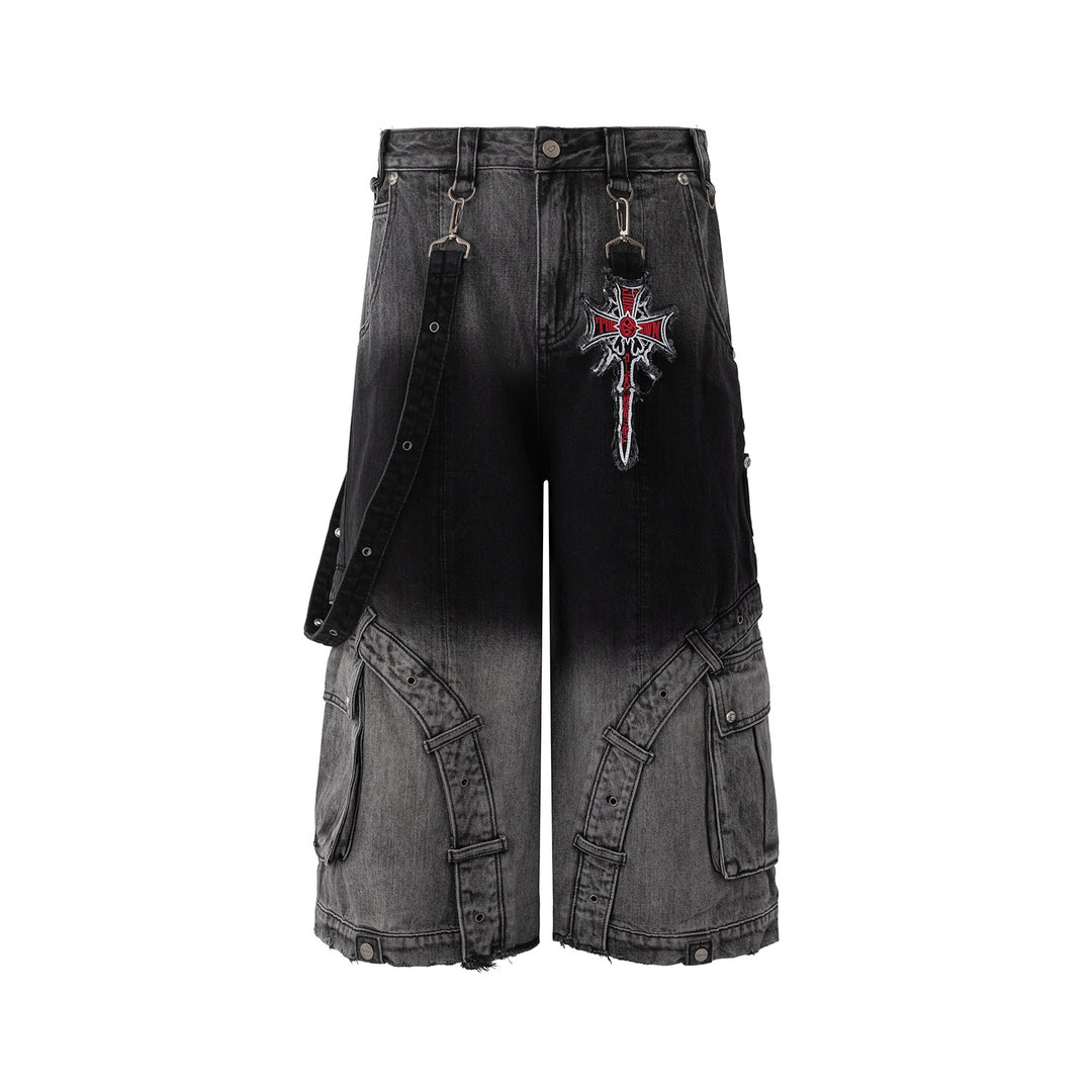 Patchwork Gradient Retro Heavy-Wash Denim — Multi-Tone