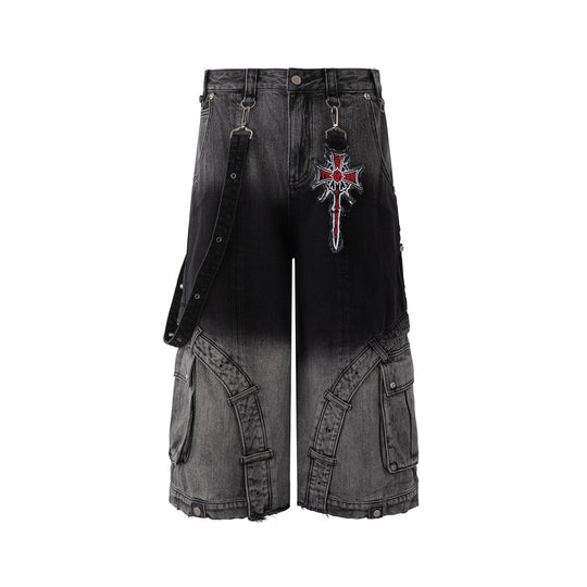 Patchwork Gradient Retro Heavy-Wash Denim — Multi-Tone
