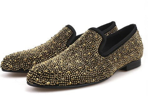 Black Leather Diamond Dress Shoes — Men&