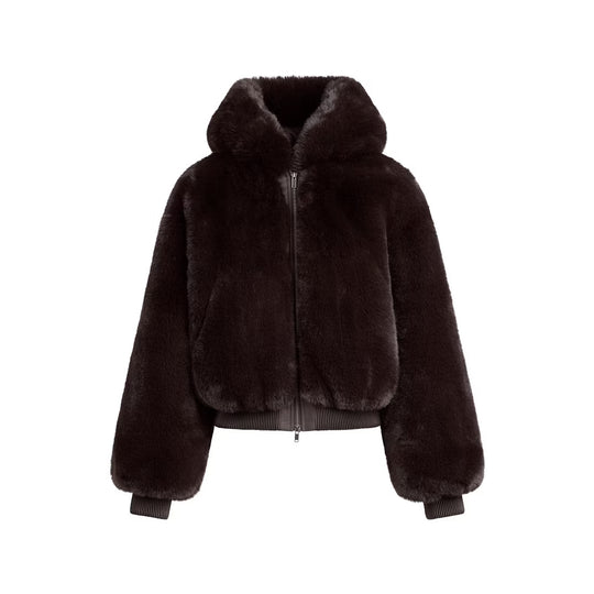 Hooded Faux Fur Fleece Jacket