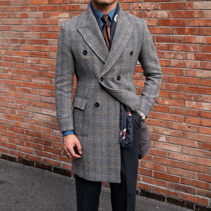 Retro Wool Plaid Polo Coat