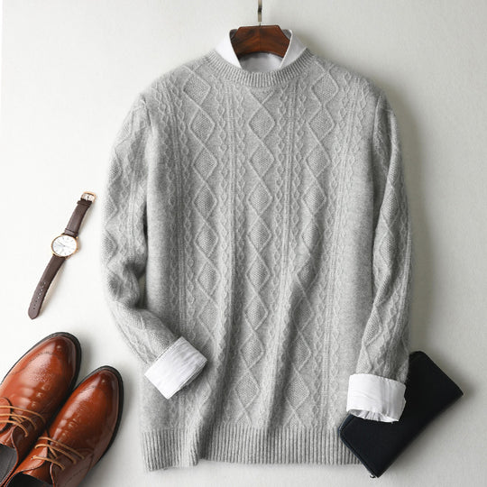 Jacquard Round Neck Pullover — Men&