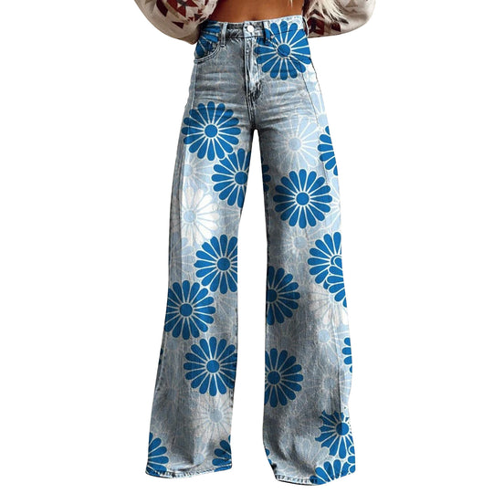 Trendy Flared Denim Jeans Made From Pure Cotton For Women
