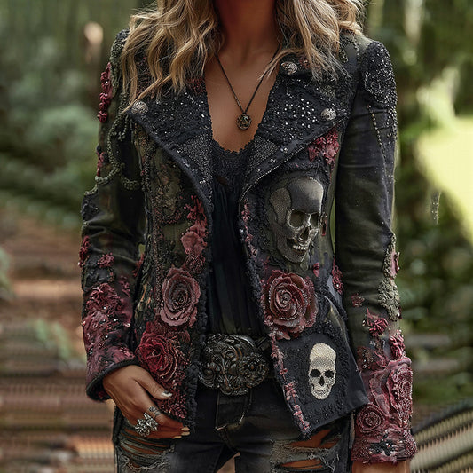 Skull And Rivet Design Men's Women's Leather Jacket