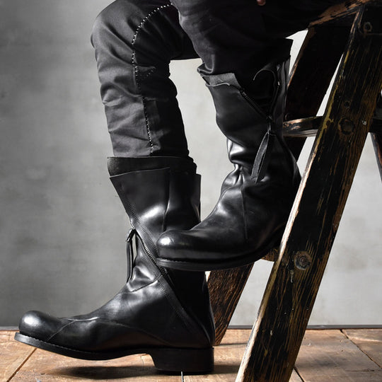 Deconstructed Leather Boots — Men&
