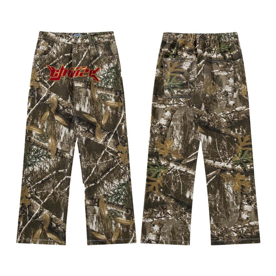 Camo Alphabet Embroidered Jeans — Women&