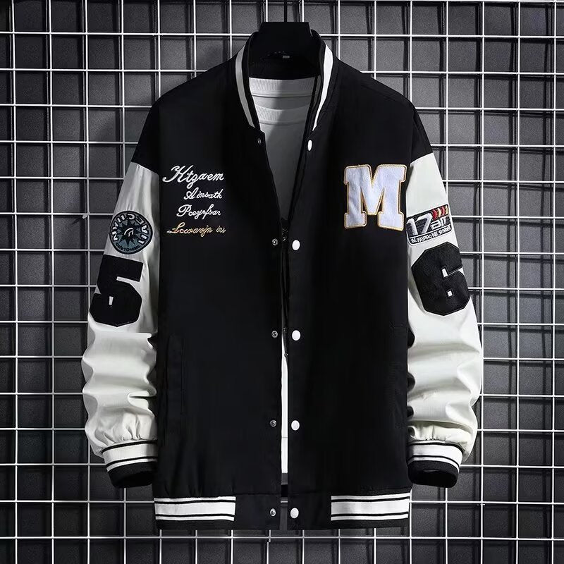 Letter Print Baseball Jacket — Men&