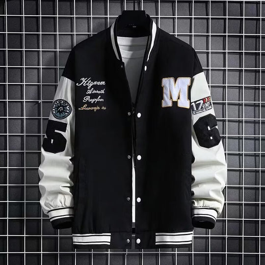 Letter Print Baseball Jacket — Men&