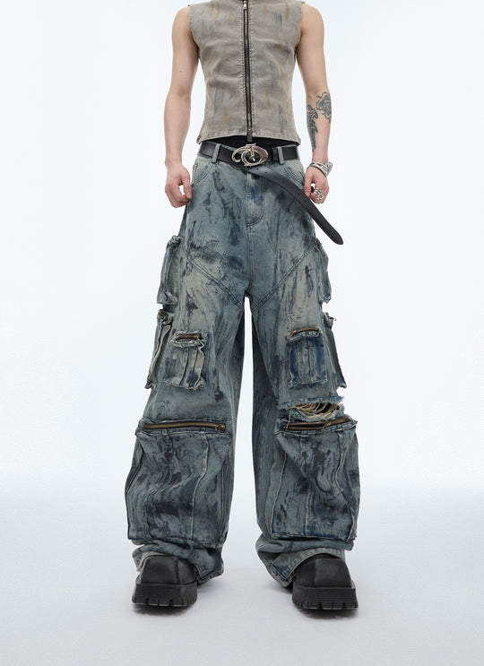Hand-Painted Distressed Jeans — Men&