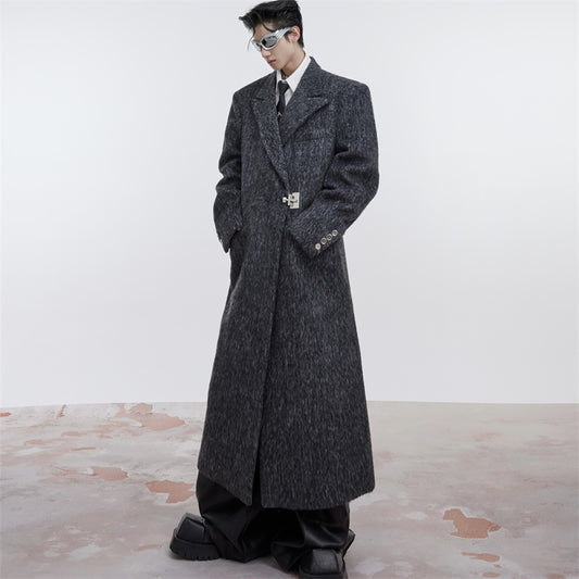 Niche Profile Padded Shoulder Woolen Coat Men's