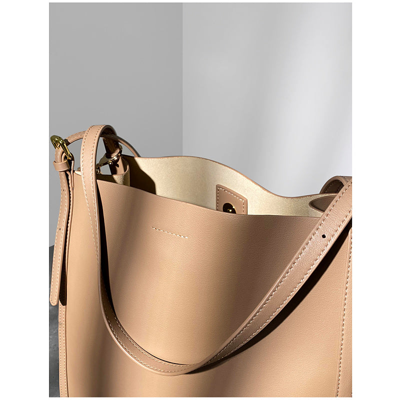 Large Leather Bucket Bag — Women's