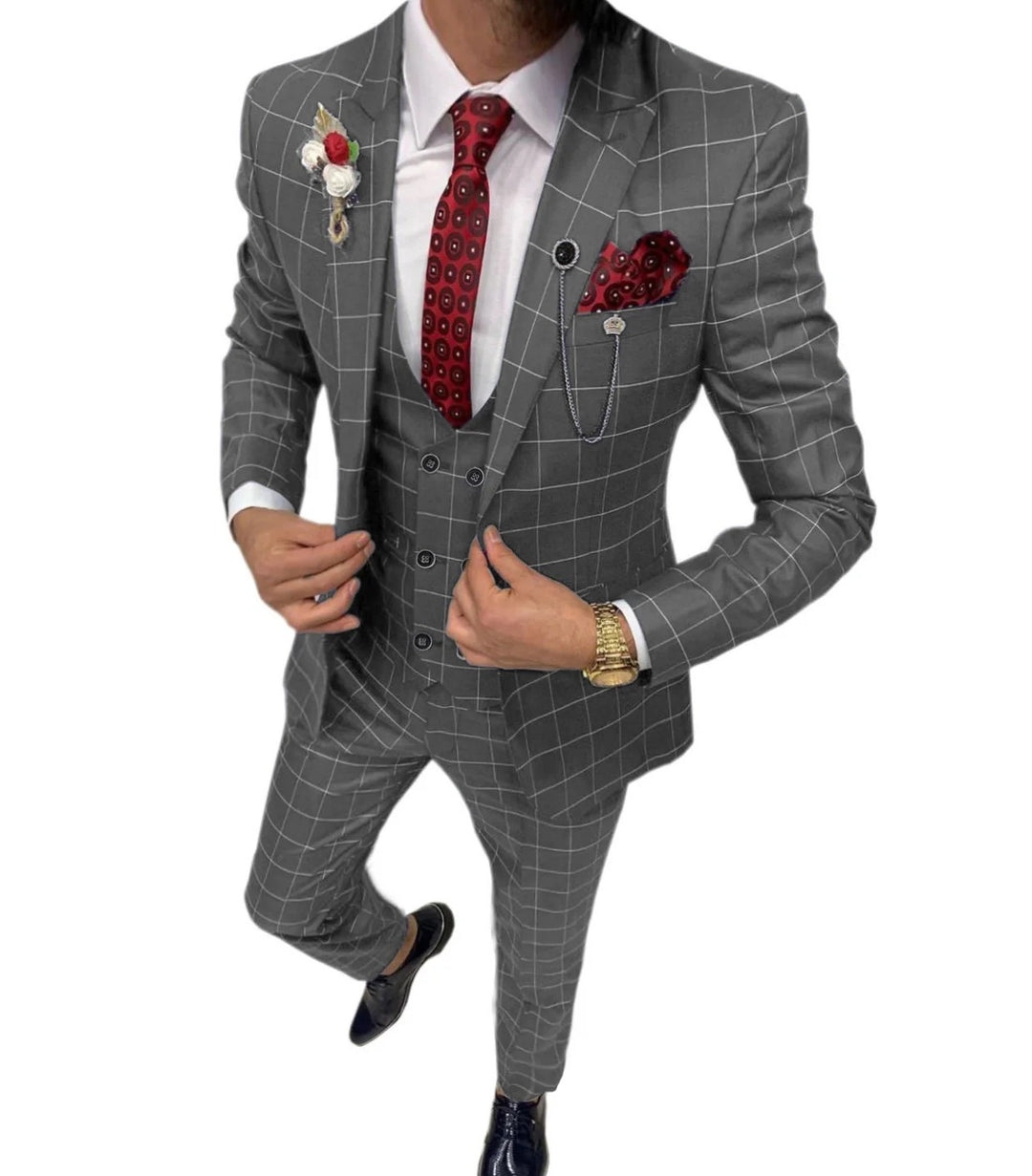 Lattice Three-Piece Suit — Men&