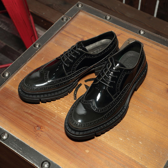 Genuine Leather Platform High-Heel Shoes — Men&