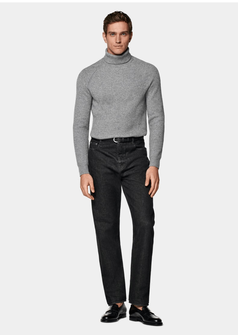 Cashmere High-Neck Knit Pullover — Men&
