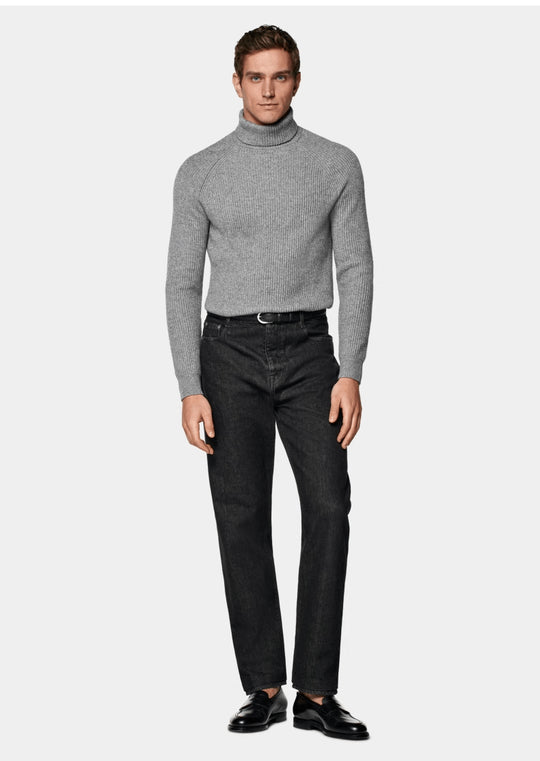 Cashmere High-Neck Knit Pullover — Men&