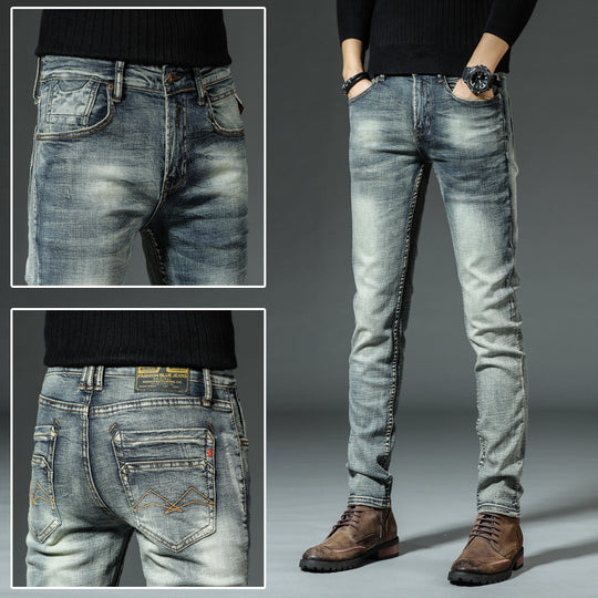 ShopBAM — Casual Retro Slim Straight Denim — Classic Blue
