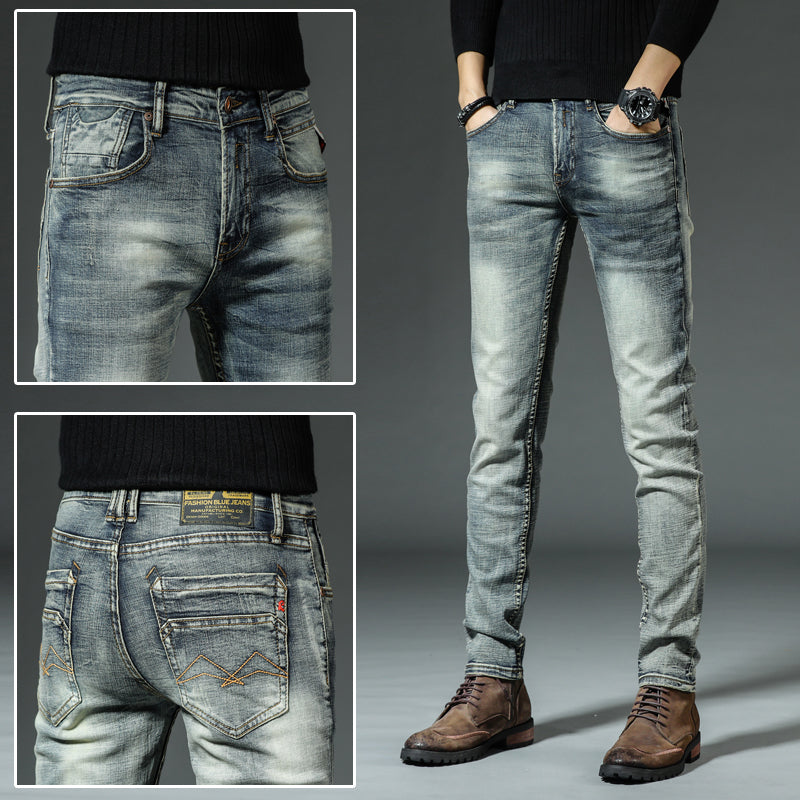 Casual Retro Slim Straight Denim — Classic Blue