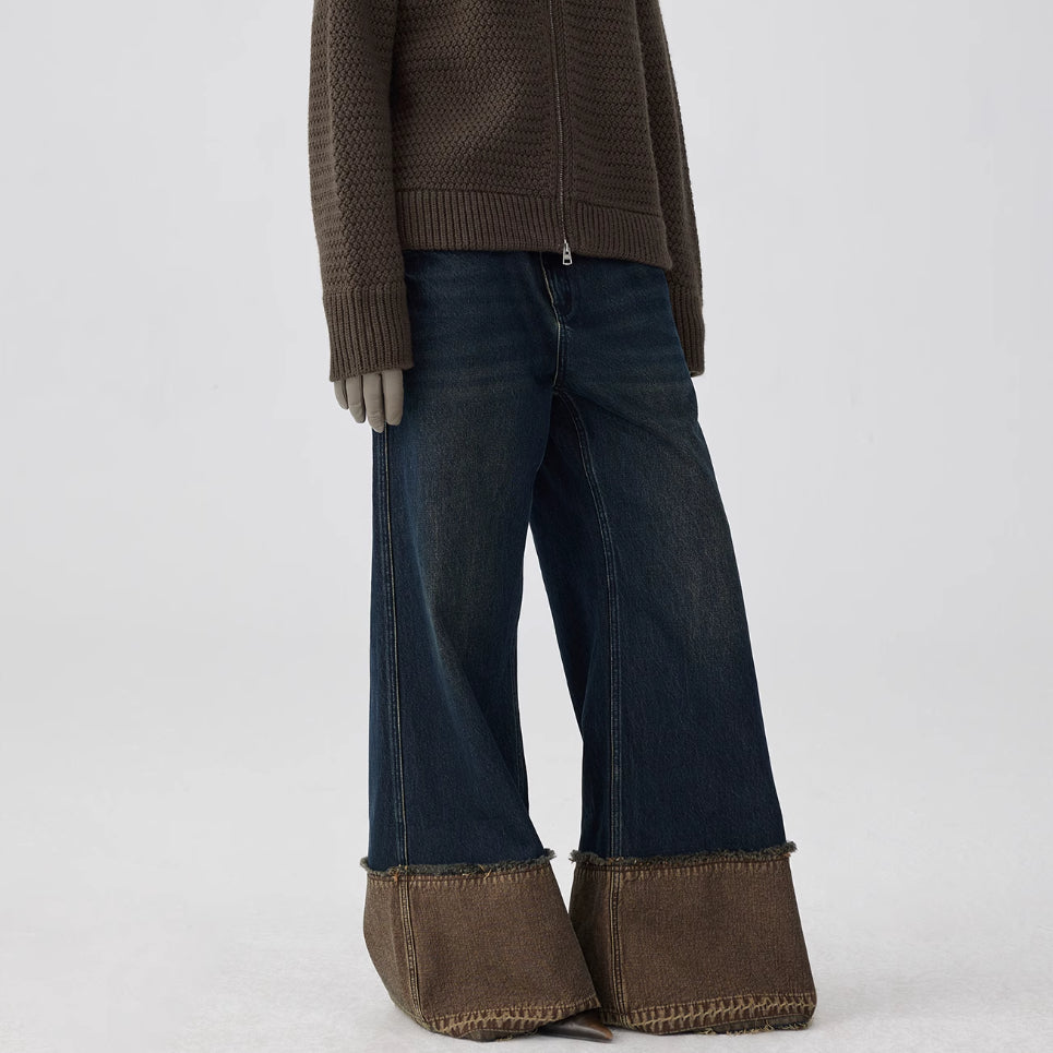 ShopBAM — Brown-Blue Nano Water Reverse-Stitch Raw Hem Denim — Multi-Tone