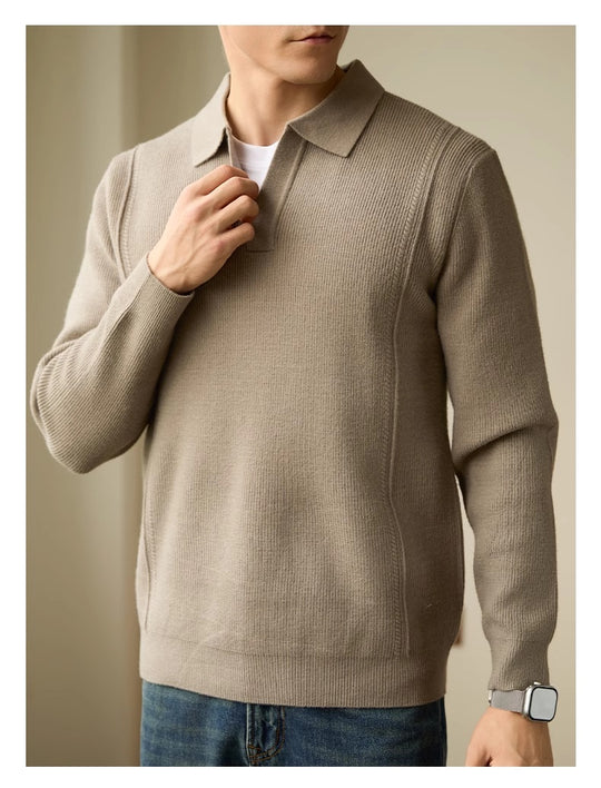 Polo Collar Wool Blend Sweater — Men&