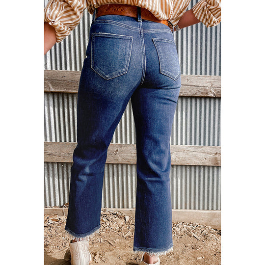 European Washed Frayed Hem Skinny Jeans — Women&