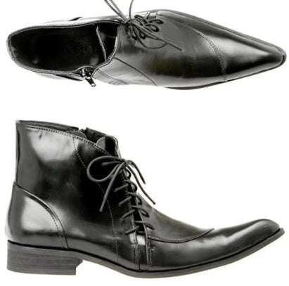British Design Leather Pointed Men's Boots