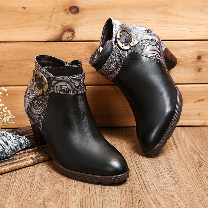 Side Zipper Buckle Ankle Boots — Women&