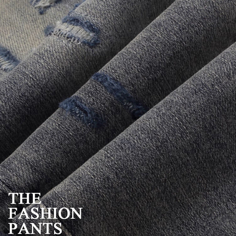 Embroidered Patch Distressed Denim — Vintage Wash