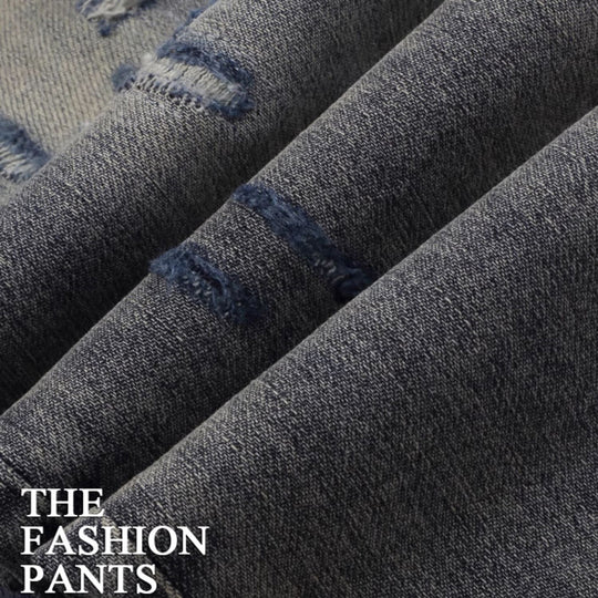 Embroidered Patch Distressed Denim — Vintage Wash