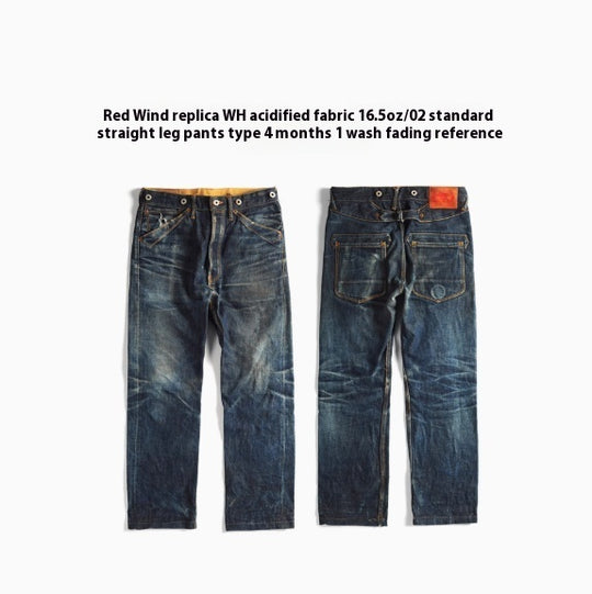 Straight-Leg Mid-High Waist Raw Selvedge Denim — Indigo