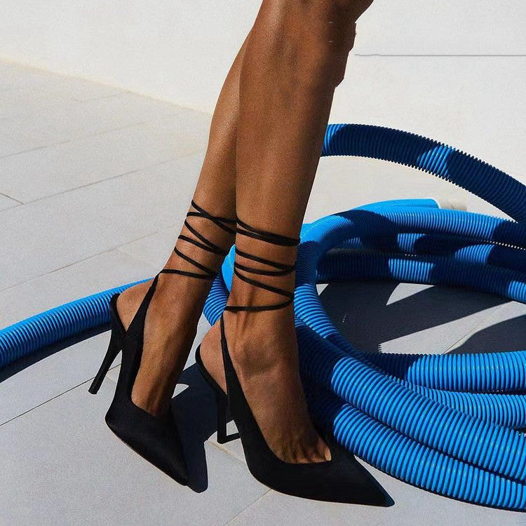 ShopBAM — Pointed Ankle Strap High Heel Sandals — Women's