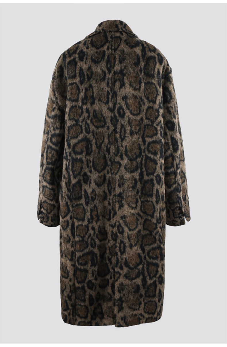 Leopard Print High-End Winter Woolen Coat For Men