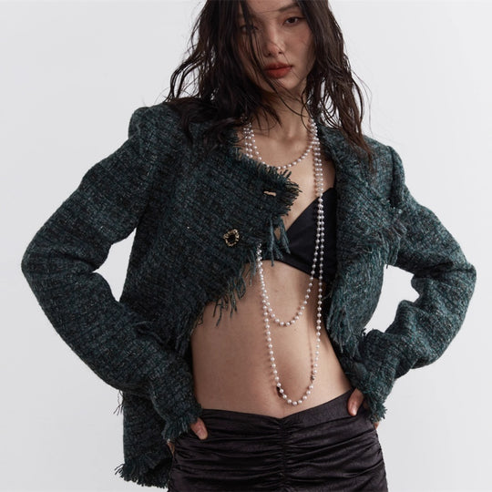 ShopBAM — Short Coat — Raw Edge, Dark Green