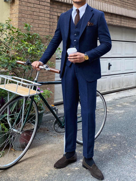 Herringbone Wool Slim Fit Suit — Men&