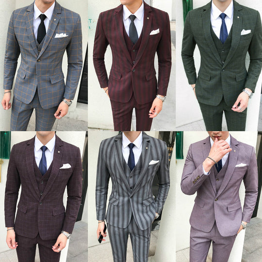 Striped Three-Piece Suit Set — Men&